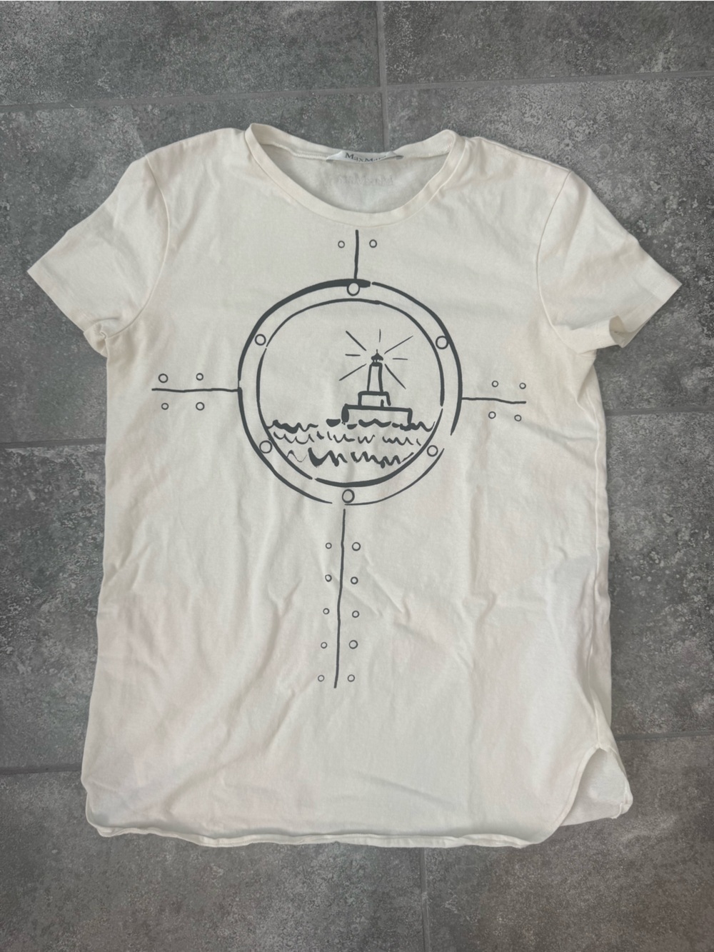 Maxmara Graphic T-Shirt Lighthouse Print off white woman small